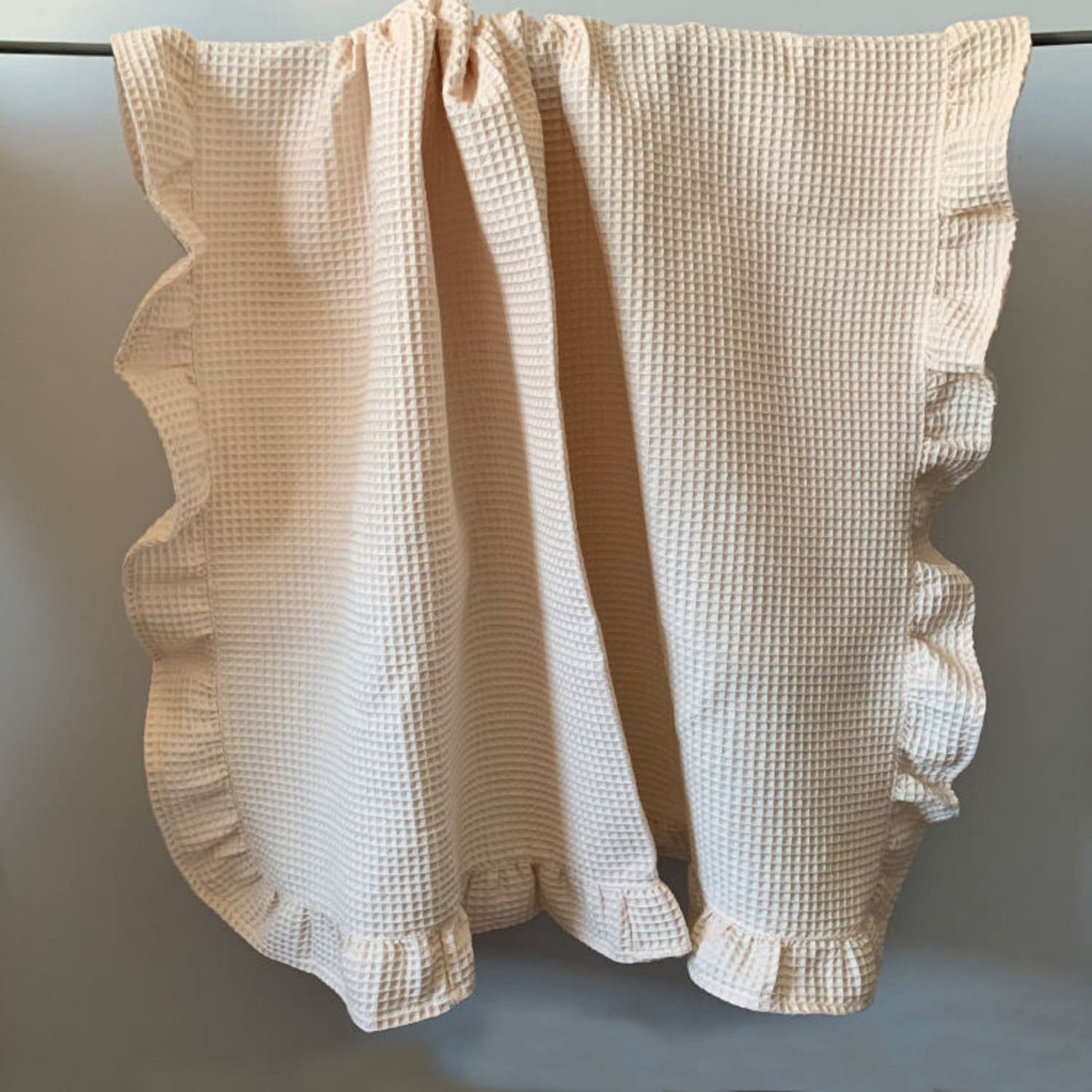 Cream Ruffle Waffle Baby Blanket | Cozy Elegance Collection | 110x110cm