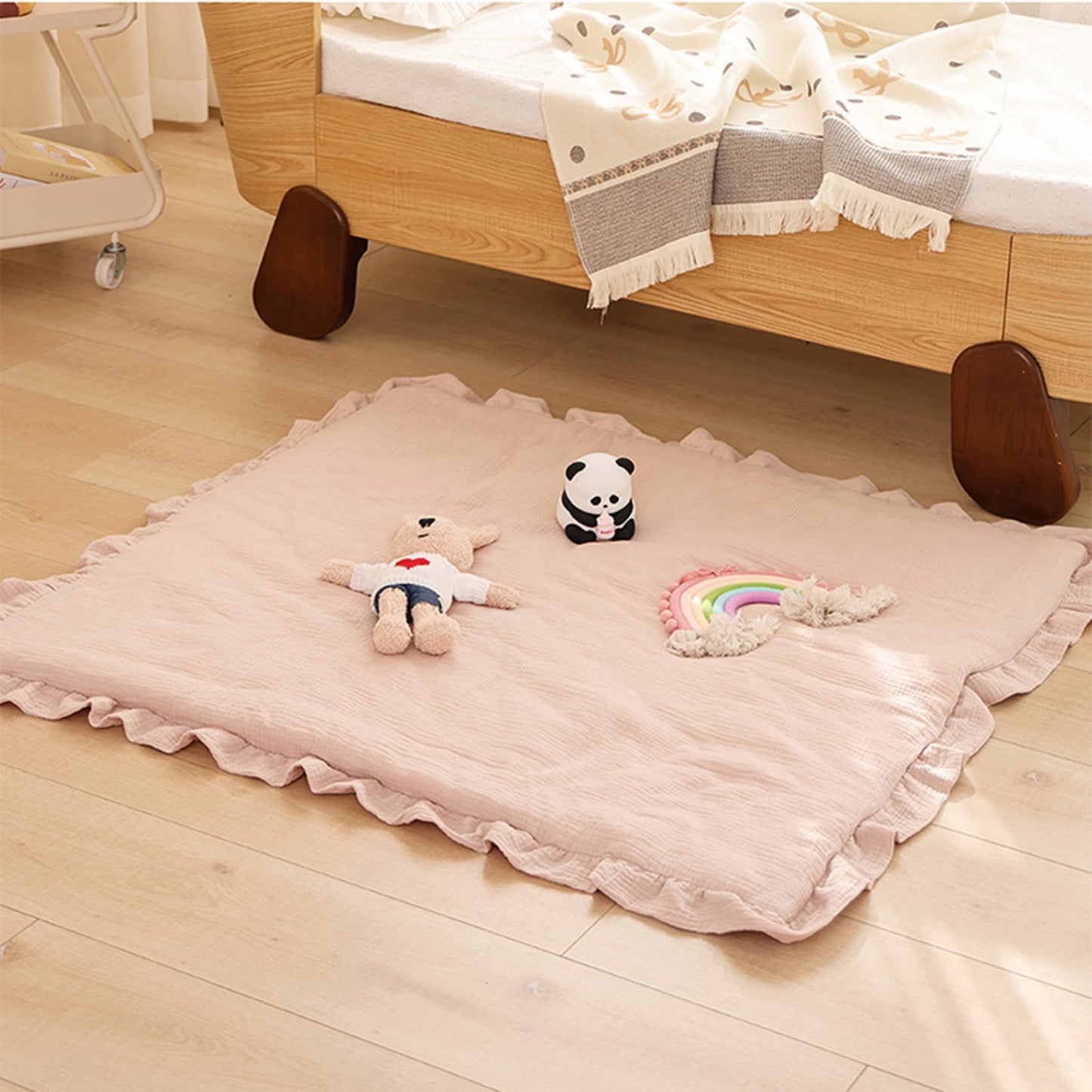 Pink Plush Panda & Teddy Playmat Rainbow Snuggle Collection (95x100cm)