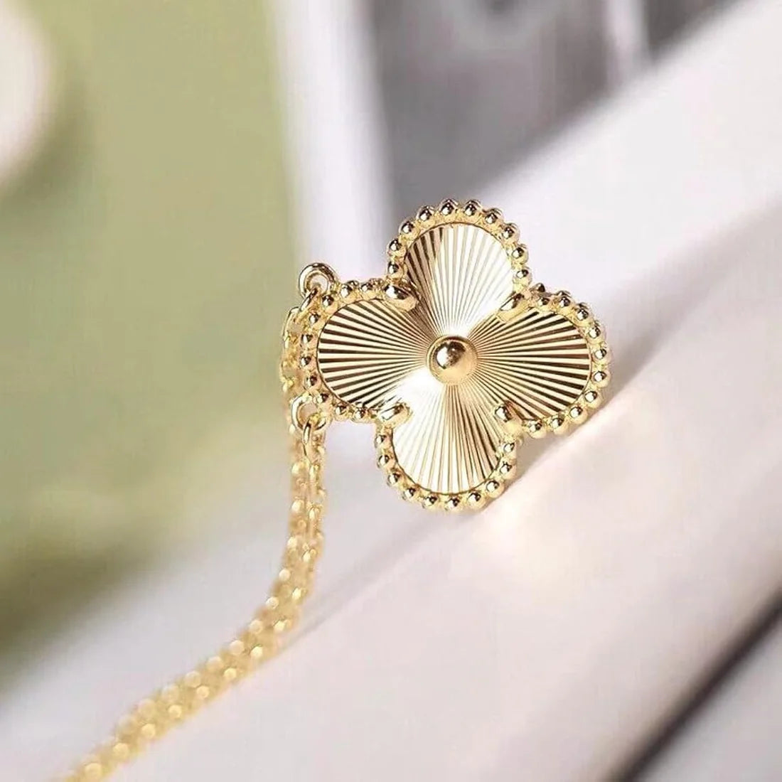 Gold Four-Leaf Clover Pendant Necklace - Lucky Symbol Jewelry