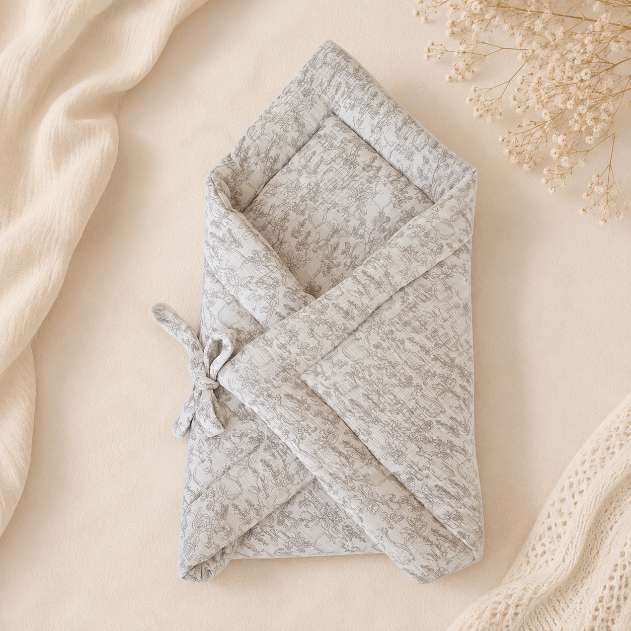 Cream Bunny Print Baby Sleeping Bag | Blossom Comfort Collection