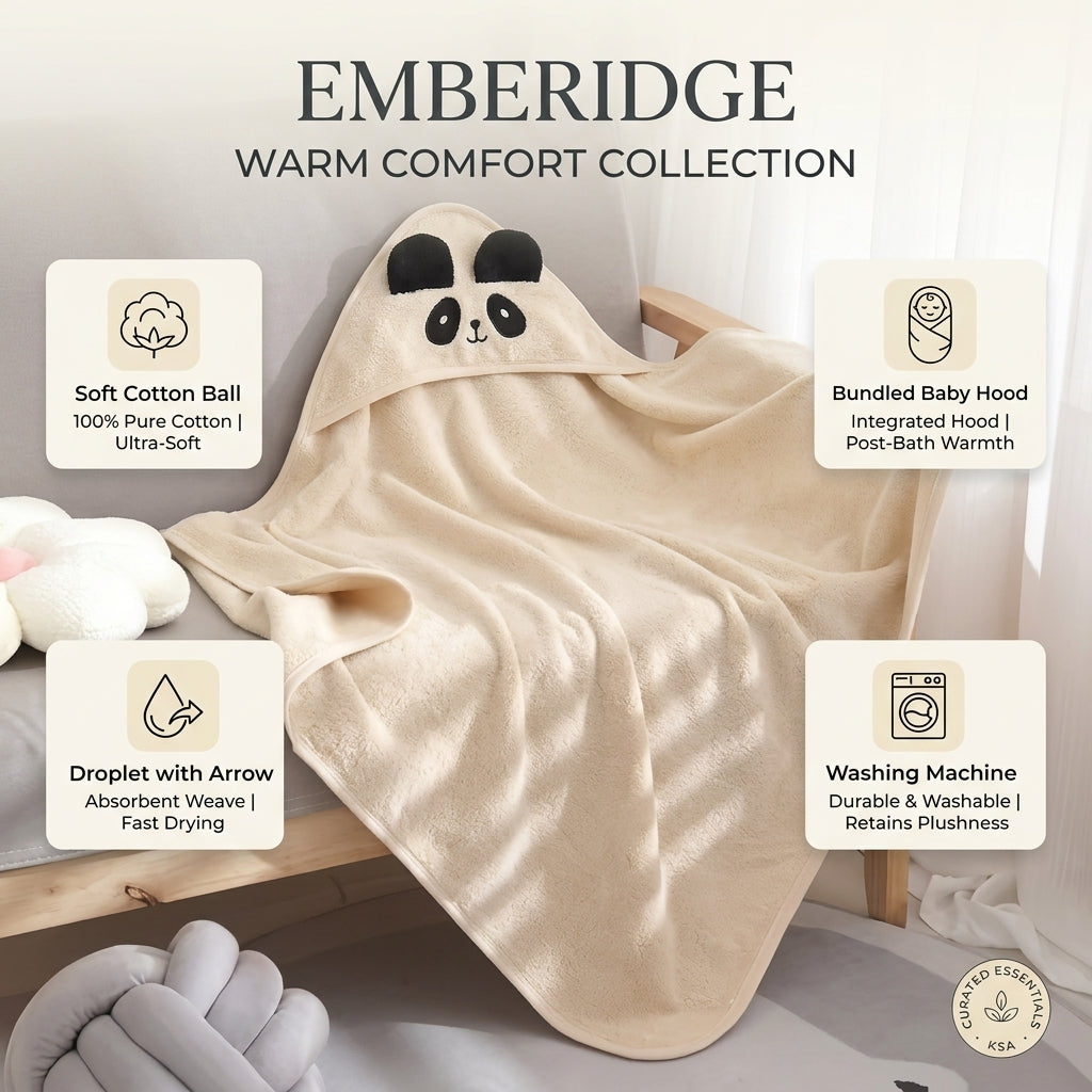 Warm Comfort 100% Cotton Hooded Baby Towel – Bath Essential