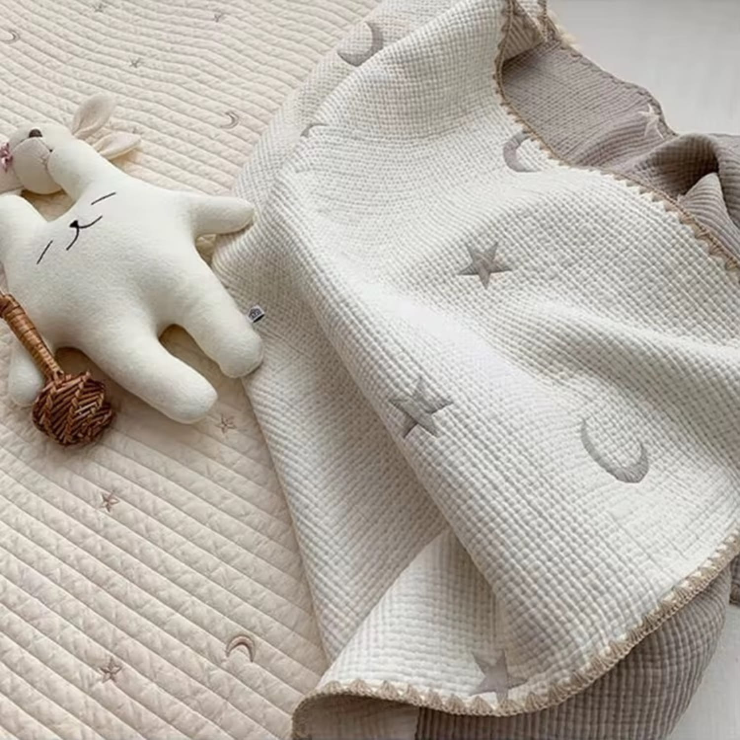 Star & Moon Cotton Knitted Blanket DreamSky Muslin Comfort Collection