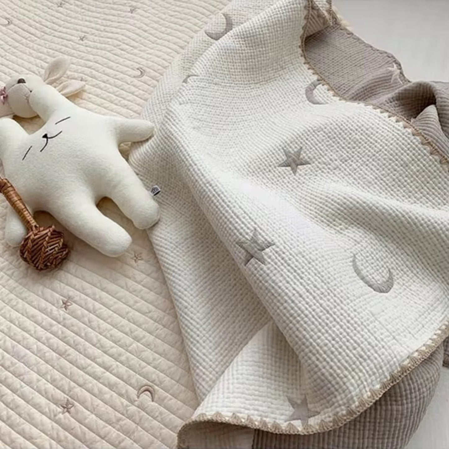 Star & Moon Cotton Knitted Blanket DreamSky Muslin Comfort Collection