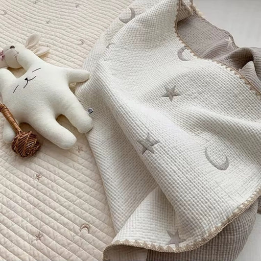 Star & Moon Cotton Knitted Blanket DreamSky Muslin Comfort Collection