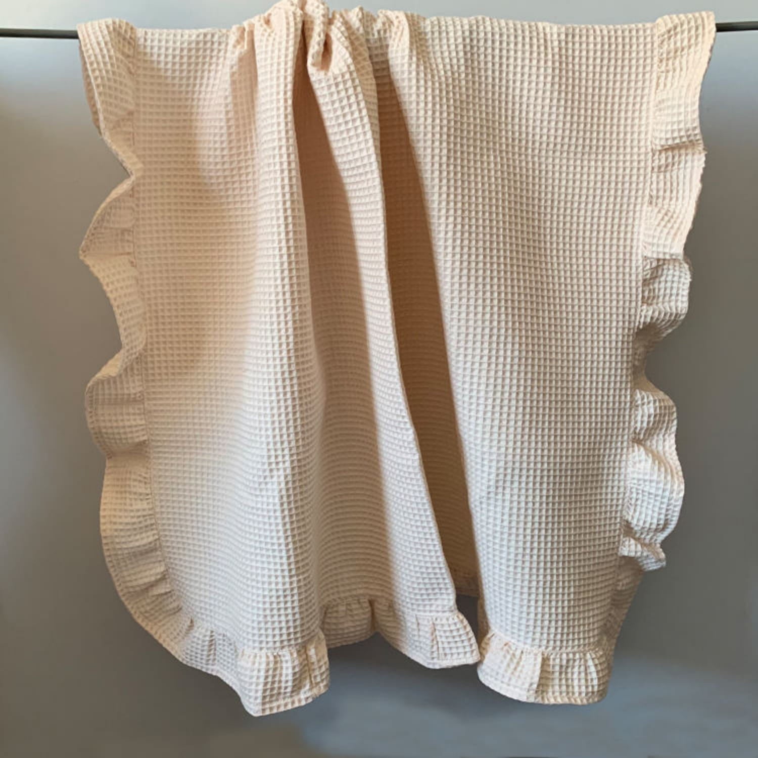 Cream Ruffle Waffle Baby Blanket | Cozy Elegance Collection | 110x110cm