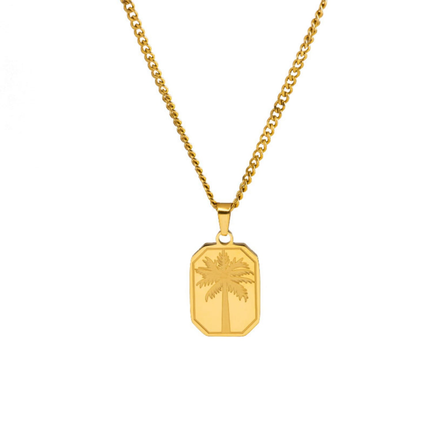 Palm Pendant Necklace with Chain Stainless Steel Elegance Collection