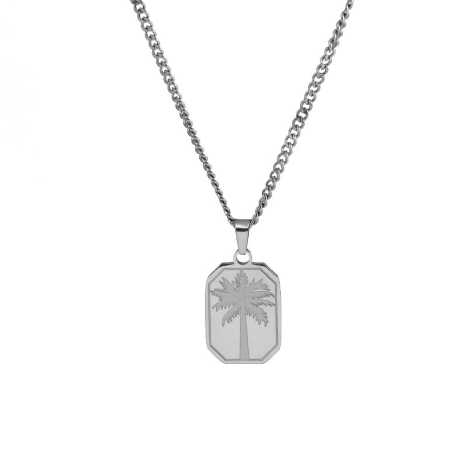 Palm Pendant Necklace with Chain Stainless Steel Elegance Collection