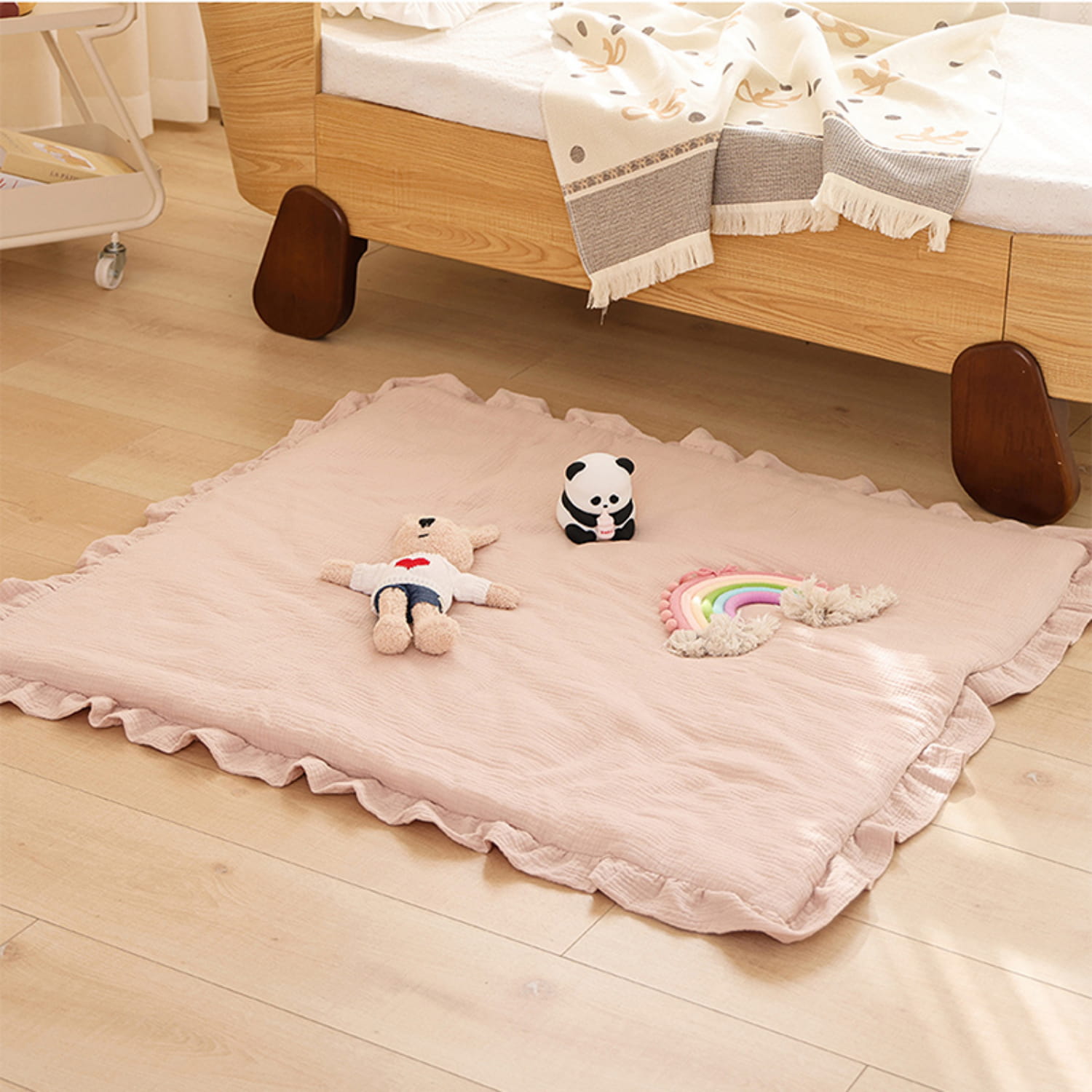 Pink Plush Panda & Teddy Playmat Rainbow Snuggle Collection (95x100cm)