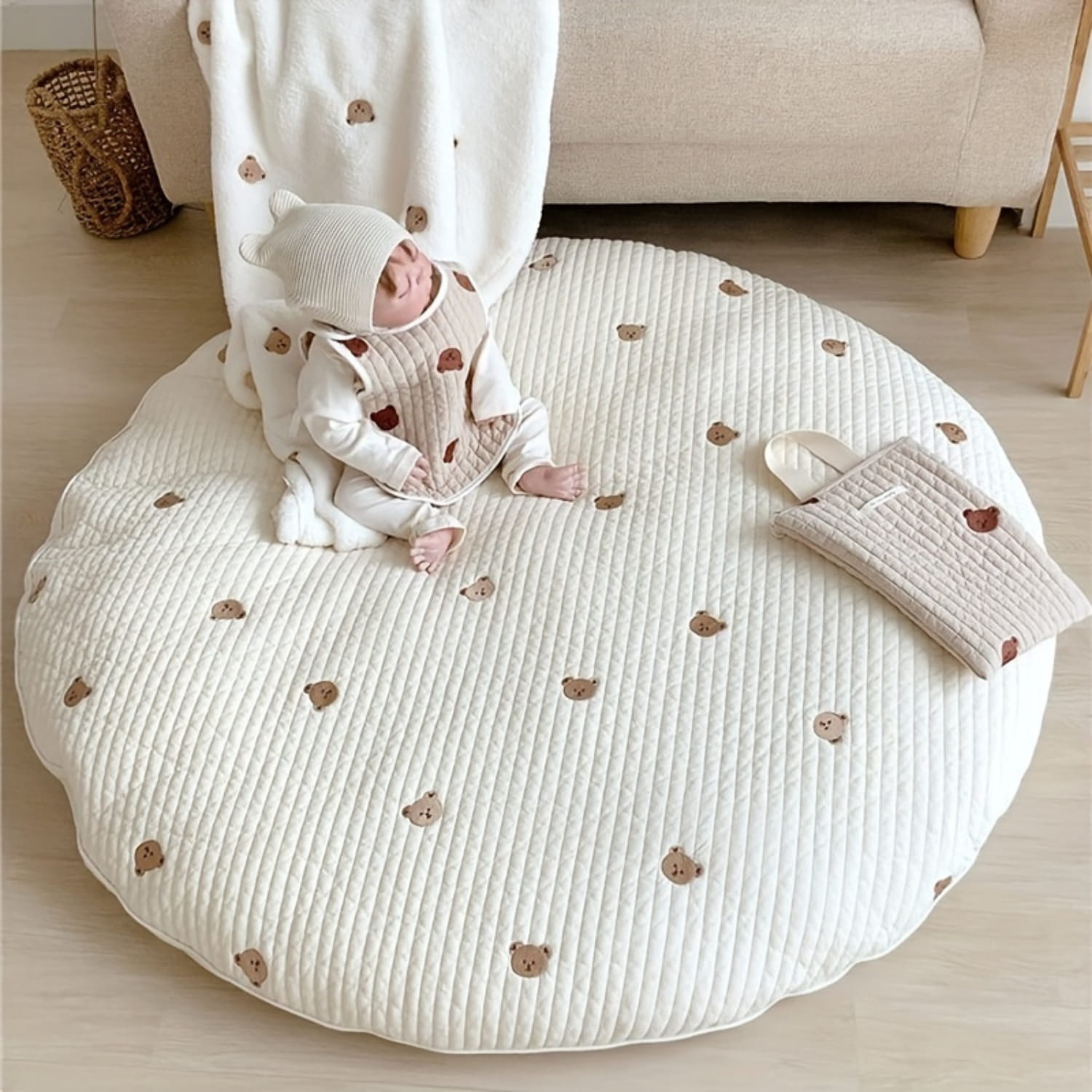 Cuddly Bears Round Baby Playmat Soft Comfort Collection (85cm)