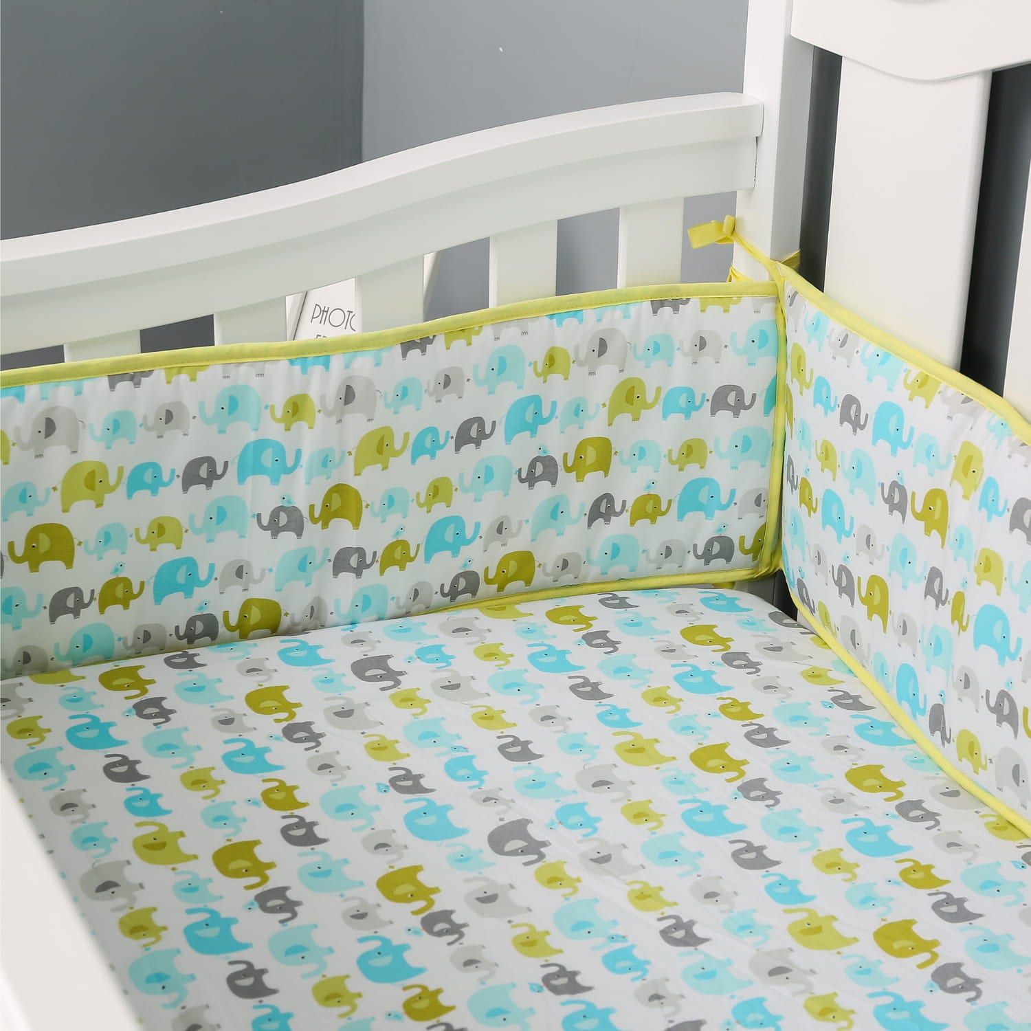 Elephant Family 5-Piece Baby Crib Bedding Set Gentle Dreams Cotton Collection
