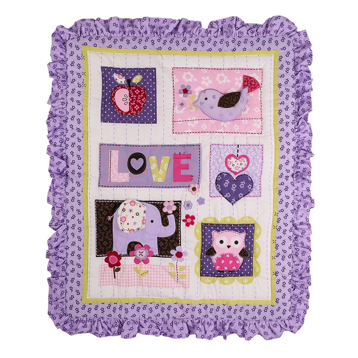 Lavender Love 5-Piece Baby Crib Bedding Set 100% Cotton Comfort Collection