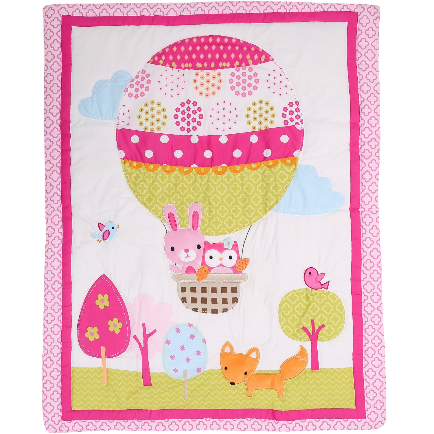 Pink Hot Air Balloon 5-Piece Baby Crib Bedding Set | 100% Cotton Comfort Collection