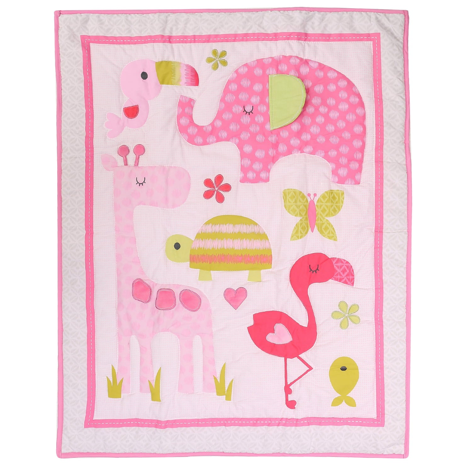 Pink Safari 5-Piece Baby Crib Bedding Set | 100% Cotton Comfort Collection