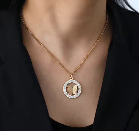 Butterfly Zircon Pendant Set - Delicate & Feminine Jewelry