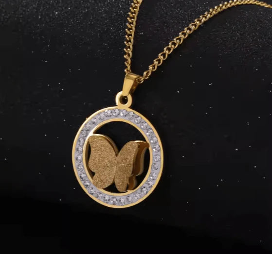 Butterfly Zircon Pendant Set - Delicate & Feminine Jewelry