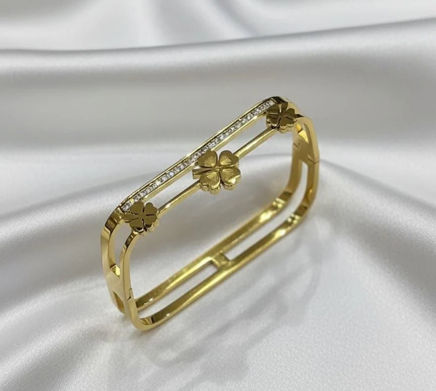 Floral Double Layer Bangle - Elegant Fashion Bracelet for Women