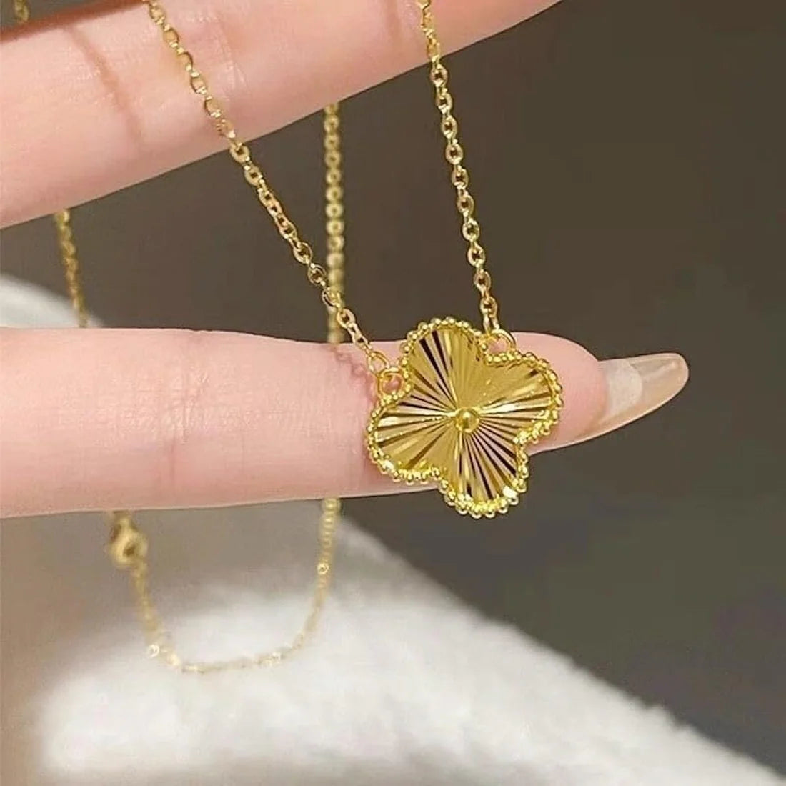 Gold Four-Leaf Clover Pendant Necklace - Lucky Symbol Jewelry