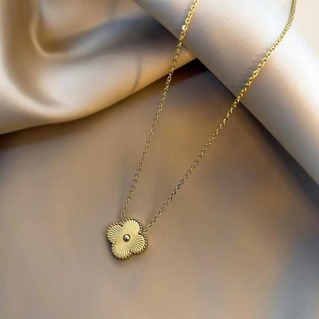 Gold Four-Leaf Clover Pendant Necklace - Lucky Symbol Jewelry