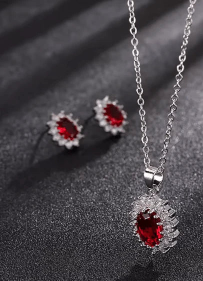 Sapphire Necklace Set - Elegant Gemstone Jewelry